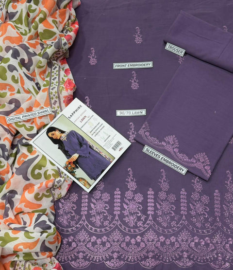 LAWN 3PC EMBROIDERED