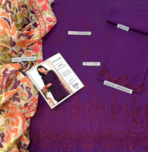 LAWN 3PC EMBROIDERED